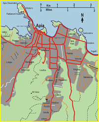 Karta över centrala Apia