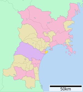 Lokasi Shichigahama di Prefektur Miyagi