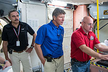 Soyuz TMA-16M crew during an emergency scenario training session at JSC.jpg