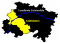 Lage der Stadt Bad Staffelstein im Landkreis Lichtenfels