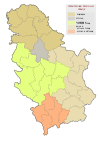 Карта муниципалитетов и городов Шумадии и Западной Сербии