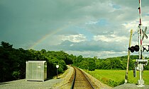Rainbow and railroad tracks near Telford Washington-County-RR-tracks-rainbow-tn1.jpg