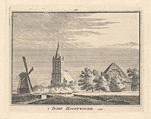 Tekening uit 1726 van boerderij met trapvormige dakspiegel te Hoogwoud.