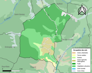 Carte en couleurs présentant l'occupation des sols.