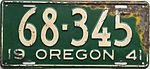 Номерной знак штата Орегон 1941 года.JPG