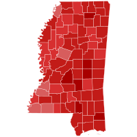 2002 United States Senate election in Mississippi results map by county.svg