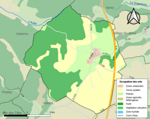 Carte en couleurs présentant l'occupation des sols.