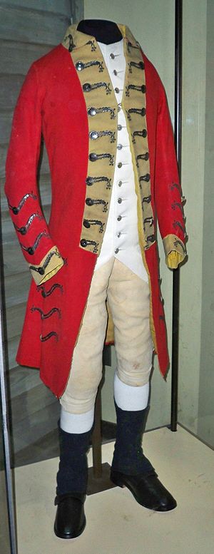 One of the redcoat uniforms worn by British so...