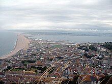 Chesil Beach, a tombolo in Dorset, United Kingdom. Chesil and fortuneswell.JPG