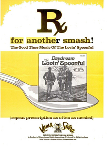 Stylized as if it were a prescription drug advertisement, the single's picture sleeve is picture on a spoon, while the text reads: "Prescription for another smash! The good time music of the Lovin' Spoonful (repeat prescription as often as needed)".