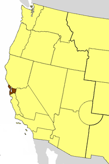 Location of the Diocese of California