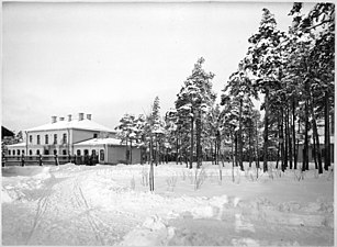 Förvaltningsbyggnad vid Epidemisjukhuset, Stockholm. Foto Anton Blomberg ca 1900.