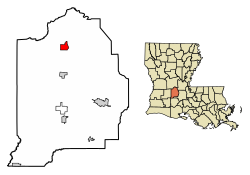 Location of Turkey Creek in Evangeline Parish, Louisiana.