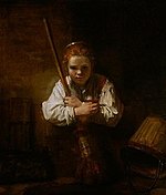 Carel Fabritius (?) en andere Rembrandt-medewerker, Meisje met een bezem, ca. 1646/48 en 1651, National Gallery of Art, Washington