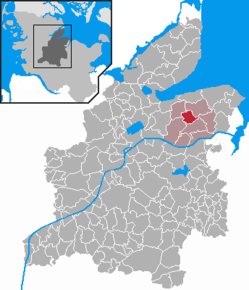 Poziția Gettorf pe harta districtului Rendsburg-Eckernförde