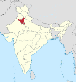 Haryana in India (claimed and disputed hatched)