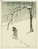 Winter, color woodcut