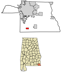 Location of Madrid in Houston County, Alabama.