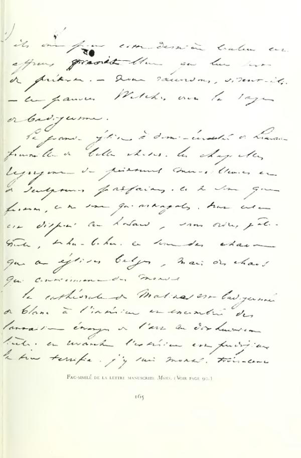 Fac-similé de la lettre manuscrite Mons. (Voir page 90.)