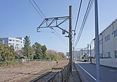 車止め（大川支線の終端）（2022年4月）