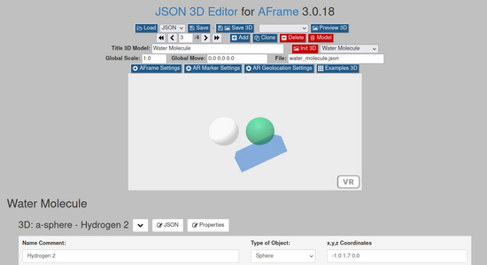 JSON3D4AFrame the interface of the Wikiversity - select the next object