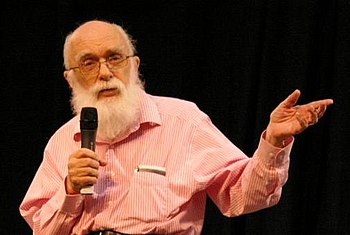 James Randi with some expensive art