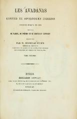 Stanislas Julien, Les Avadânas, contes et apologues indiens, 1859    