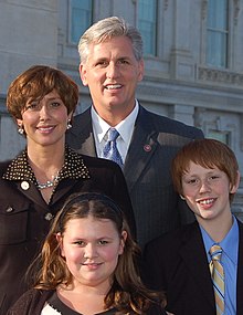 McCarthy and his wife Judy with their children during the 110th Congressional swearing in Kevin McCarthy at the 110th Congress swearing-in.jpg