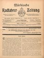 Märkische Radfahrer-Zeitung, Nr. 3, 18. Januar 1900. Redaktion: Oskar Kilian, Druck und Verlag von Haasenstein & Vogler A. G. Berlin