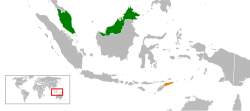 Map indicating locations of Malaysia and Timor-Leste