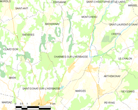 Mapa obce Charmes-sur-l’Herbasse