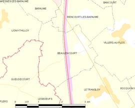 Mapa obce Beaulencourt