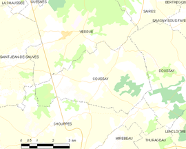 Mapa obce Coussay