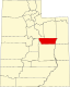 Harta statului Utah indicând comitatul Carbon