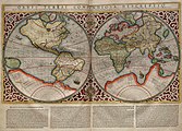 Rumold világtérképe 1587-ből, amelyet apja 1567-es térképe alapján rajzolt