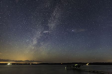 Milky Way and Perseid meteor at Big Sand Lake, MN