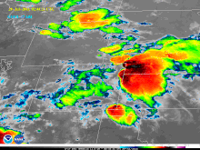 Infrared image of storms over the central United States from the GOES-17 satellite NOAA Shares First Infrared Imagery from GOES-17 (43904870711).gif