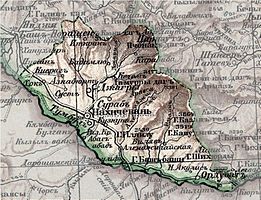 Ордубад (Ордубатъ) в составе Нахичеванского уезда на карте 1903 года