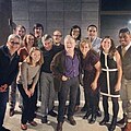 Membres du chœur SACRA / PROFANA avec le compositeur Alan Menken, le parolier Stephen Schwartz et l'auteur Peter Parnell, lors des répétitions de "The Hunchback of Notre Dame" à La Jolla Playhouse, en 2014.