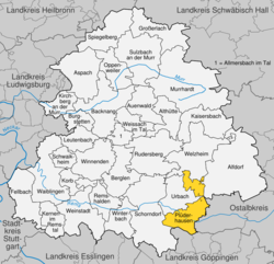 Elhelyezkedése Baden-Württemberg térképén