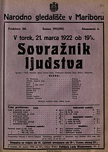 Plakat z 1922 z teatru w Mariborze