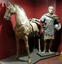 Reconstruction of a Roman cavalryman (eques
) Roman Museum 007.jpg