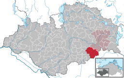 Läget för kommunen Ruhner Berge i Landkreis Ludwigslust-Parchim