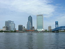 Jacksonville, with a 2020 population of 949,611, is the largest city in the region and part of the region's 10th-largest metropolitan area. Skyline of Jacksonville.JPG
