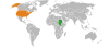 Location map for Sudan and the United States.