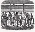 Intérieur du stand de tir lors du tir fédéral de 1863 à La Chaux-de-Fonds.