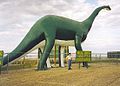 The Wall Drug dinosaur statue in Wall, South Dakota