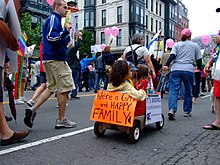 Boston gay pride march, held annually in June Were a gay and happy family wagon.jpg