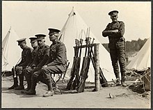 Canadian soldiers in service dress during the First World War "Some of the Princess Pats in front of guard tent", Montreal Daily Star, p.17, 26 September 1914 (18912708703).jpg