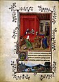 Jan van Eyck: Geburt Johannes des Täufers. Turin, Nationalbibliothek, f.93.